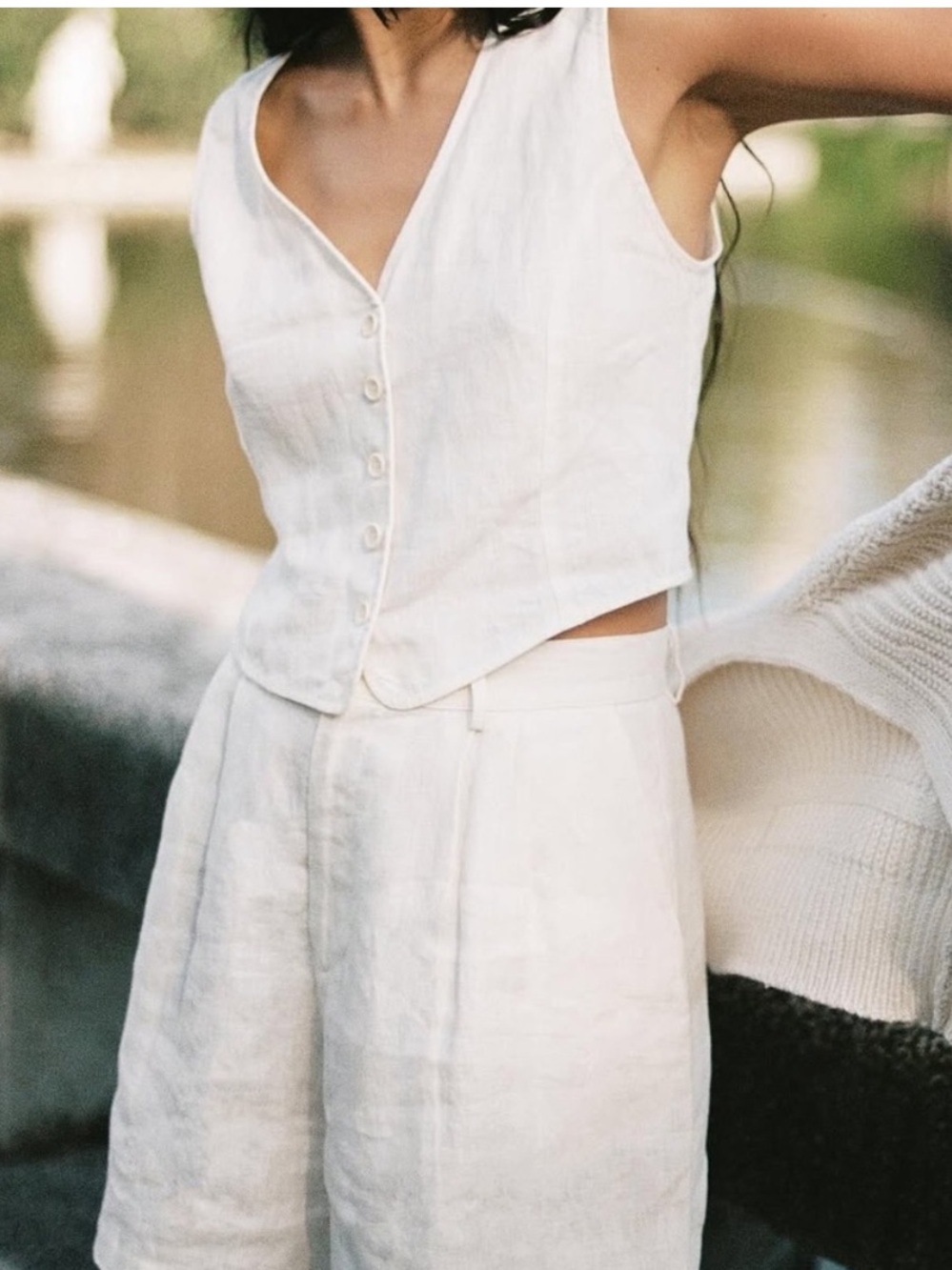 Ozma off-white linen vest